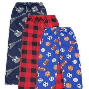 New Boys Super-Soft Fleece 3-Pack Pajama Pant Set.